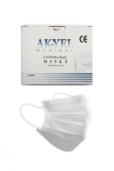 Akyel Üç Katlı Bez Maske 50li - 1