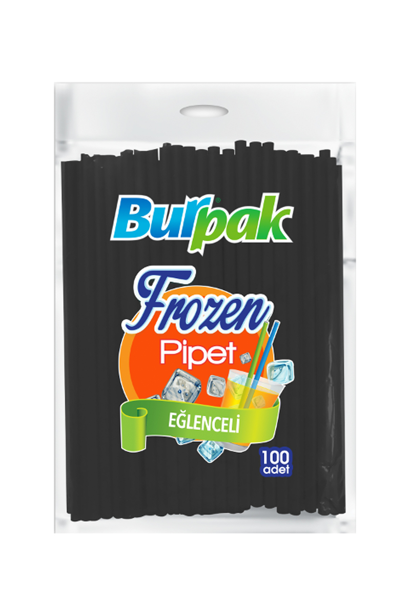 Burpak Frozen Pipet Siyah 22cm 100lü - Burpak