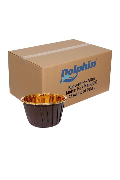 Dolphin Altın - Kahverengi Muffin Kek Kapsülü 25 Adet x 60 Paket (Koli) - 1