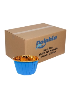 Dolphin Altın - Mavi Muffin Kek Kapsülü 25 Adet x 60 Paket Koli - Dolphin