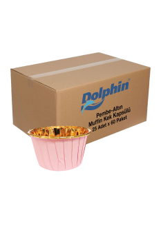 Dolphin Altın - Pembe Muffin Kek Kapsülü 25 Adet x 60 Paket Koli - Dolphin