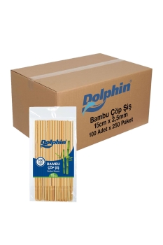 Dolphin Bambu Çöp Şiş 15cm x 2,5mm 100 Adet x 250 Paket - Dolphin