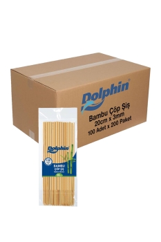 Dolphin Bambu Çöp Şiş 20cm x 3mm 100 adet x 200 Paket Koli - Dolphin