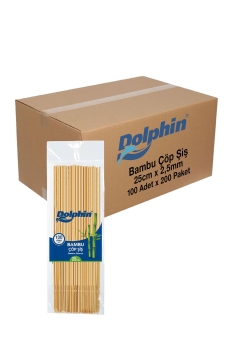 Dolphin Bambu Çöp Şiş 25cm x 2,5mm 100 Adet x 200 Paket (Koli) - Dolphin