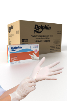 Dolphin Beyaz Lateks Eldiven Pudrasız L 100 Adet x 20 Paket - Koli - Dolphin