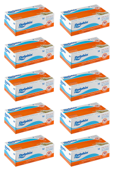 Dolphin Beyaz Lateks Eldiven Pudrasız M 100 Adet x 10 Paket - Dolphin