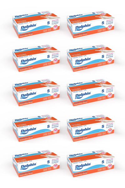 Dolphin Pudrasız Lateks Muayene Eldiveni S Beden 100 Adet x 10 Paket - MDR - Dolphin