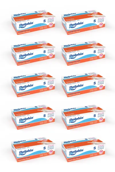 Dolphin Pudrasız Lateks Muayene Eldiveni S Beden 100 Adet x 10 Paket - MDR - 1