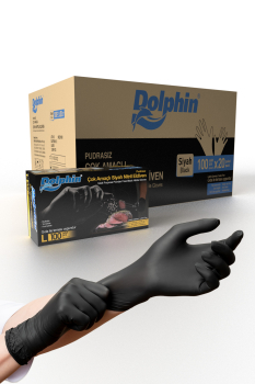 Dolphin Çok Amaçlı Siyah Nitril Eldiven L 100 Adet x 20 Paket - Koli - Dolphin