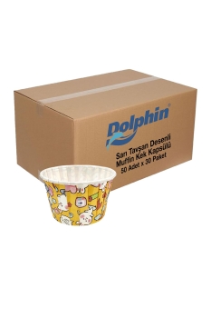 Dolphin Sarı Tavşan Desenli Kek Kapsülü 50 Adet x 30 Paket (Koli) - Dolphin