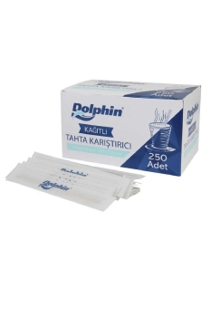 Dolphin Kağıtlı Tahta Karıştırıcı 18cm 250li - Dolphin