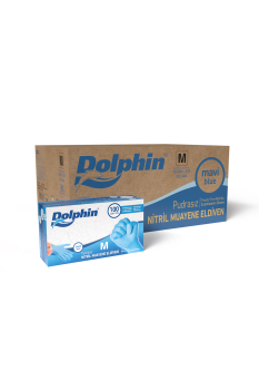 Dolphin Pudrasız Mavi Nitril Muayene Eldiveni M Beden | 20 Paket Koli - MDR - Dolphin