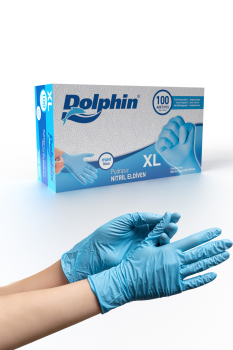 Dolphin Mavi Nitril Eldiven Pudrasız XL 100 Adet - Dolphin