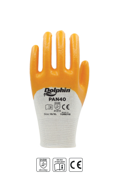 Dolphin Pamuk Nitril İş Eldiveni Beyaz/Sarı PAN40 10-XL 12 Çift - Dolphin