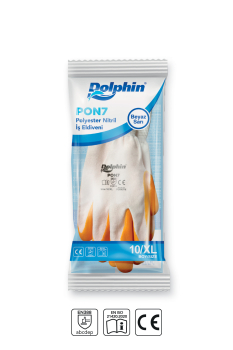 Dolphin Polyester Nitril İş Eldiveni Beyaz/Sarı PON7 10-XL 1 Çift - 3