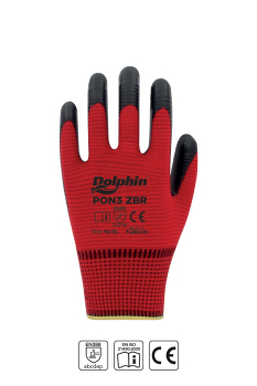 Dolphin Polyester Nitril İş Eldiveni Kırmızı/Siyah PON3 ZBR 10-XL 1 Çi - Dolphin