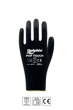 Dolphin Polyester Poliüretan İş Eldiveni Siyah POP TOUCH 10-XL 1 Çift - 1