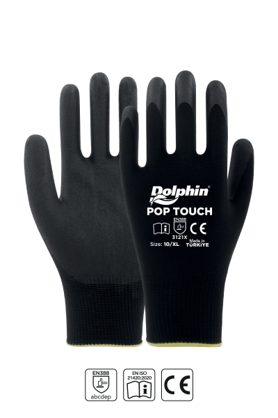 Dolphin Polyester Poliüretan İş Eldiveni Siyah POP TOUCH 10-XL 1 Çift - 2