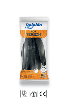 Dolphin Polyester Poliüretan İş Eldiveni Siyah POP TOUCH 9-L 1 Çift - 4