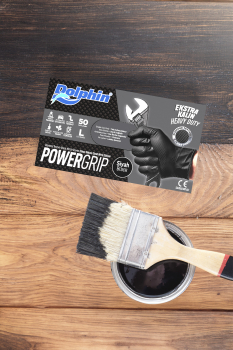 Dolphin PowerGrip Ekstra Kalın Siyah Nitril Eldiven Elmas Dokulu L 50 Adet - 3