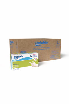 Dolphin Pudralı Lateks Muayene Eldiveni L Beden 100 Adet x 20 Paket - MDR - Koli - Dolphin