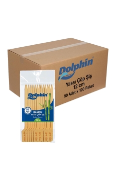 Dolphin Yassı Çöp Şiş 12cm 50 Adet x 100 Paket (Koli) - Dolphin