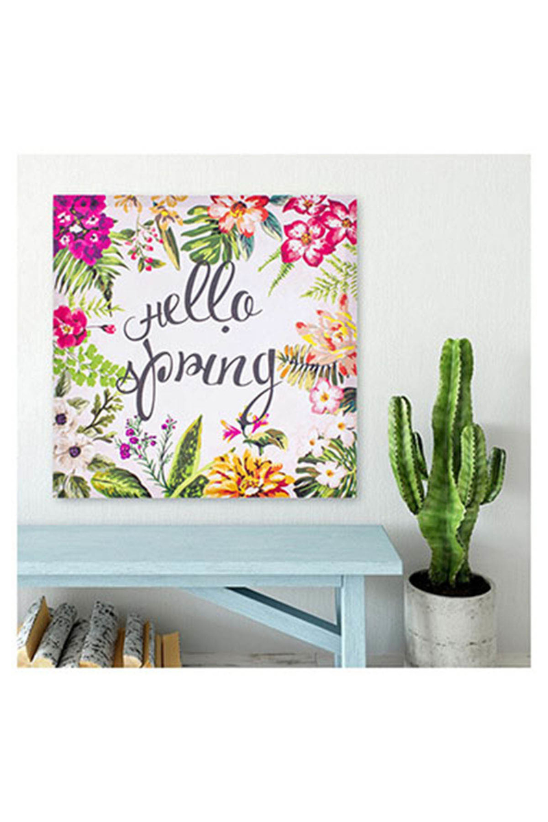 Kanvas Tablo Hello Spring Krem 40x40cm 1 Adet - 2