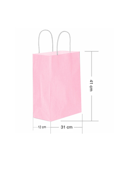 Roll-Up Kraft Çanta Pembe Büyük Boy 31x41cm 25li - Roll-Up