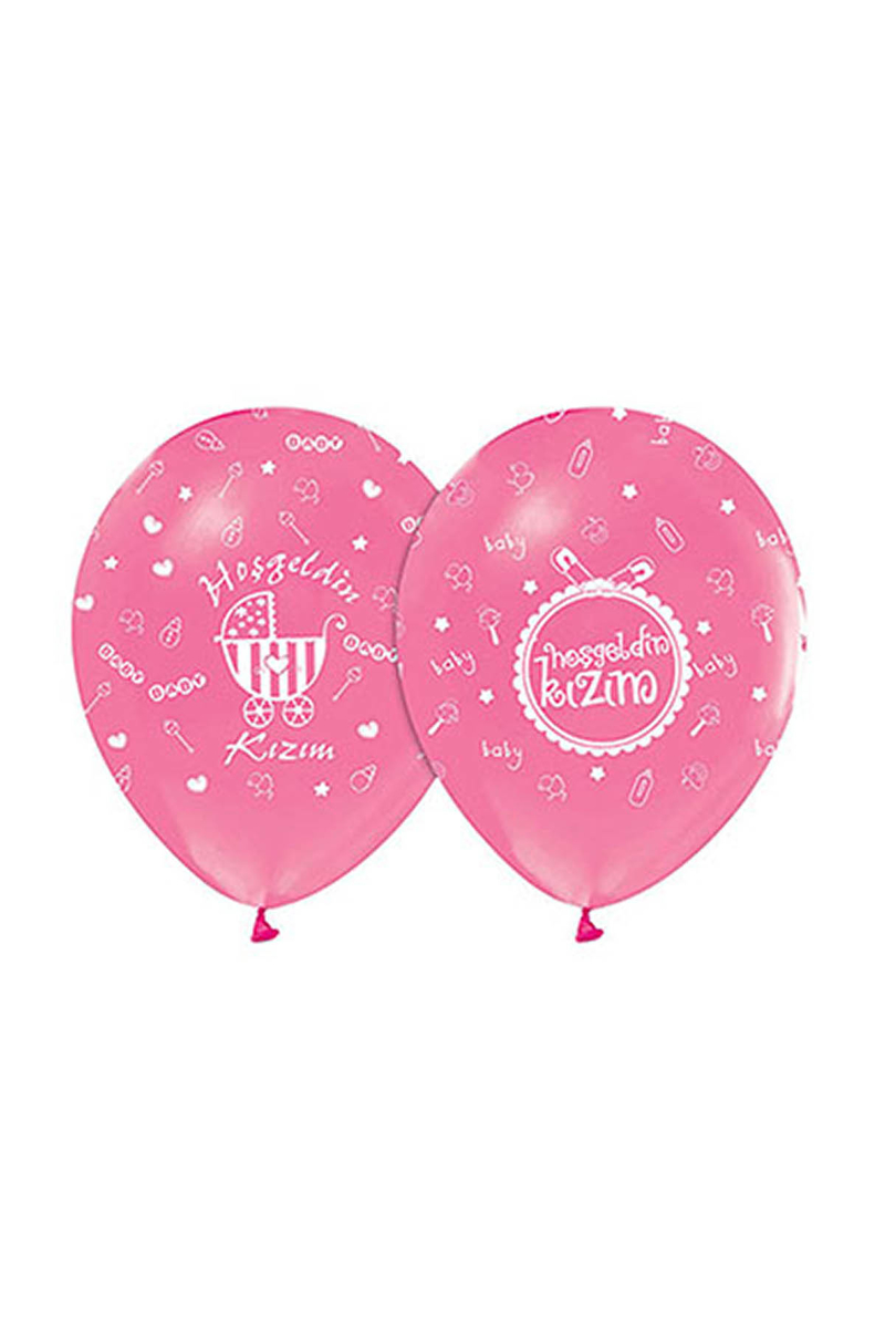 Hoşgeldin Kızım Baskılı Pembe Balon 10lu Bebek Balon Hoşgeldin Kızım