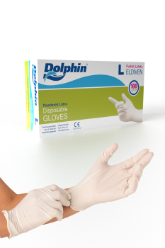 Dolphin Beyaz Lateks Eldiven Pudralı L 100 Adet - Dolphin