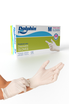 Dolphin Beyaz Lateks Eldiven Pudralı M 100 Adet - Dolphin