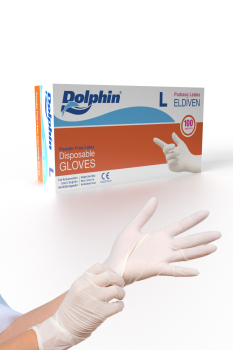 Dolphin Beyaz Lateks Eldiven Pudrasız L 100 Adet - Dolphin