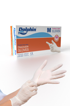 Dolphin Beyaz Lateks Eldiven Pudrasız M 100 Adet - Dolphin