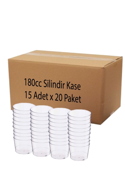 Plastik Kristal Silindir Tatlı Kasesi 180cc 300lü (Koli) - 1