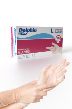 Dolphin Beyaz Vinil Eldiveni Pudrasız L 100 Adet - Dolphin