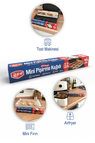 Roll-Up Airfry, Tost, Fırın İçin Mini Kesilmiş Pişirme Kağıdı 30x42cm - 4