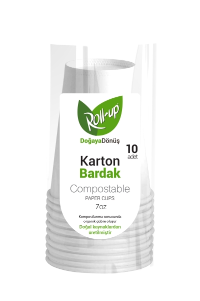 Roll-Up Doğa Dostu Karton Bardak 7oz 10lu - 1