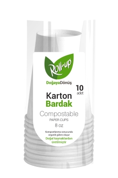 Roll-Up Doğa Dostu Karton Bardak 8oz 10lu - Roll-Up