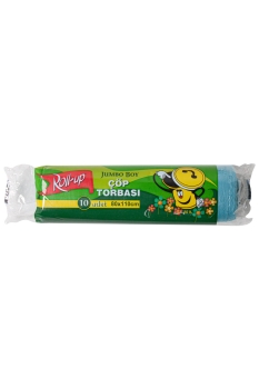 Roll-Up Jumbo Boy Mavi Çöp Torbası 80x110cm 10 Adet - Roll-Up