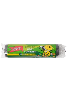 Roll-Up Jumbo Boy Siyah Çöp Torbası 80x110cm 10 Adet - Roll-Up