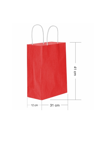 Roll-Up Kraft Çanta Kırmızı Büyük Boy 31x41cm 25li - 1