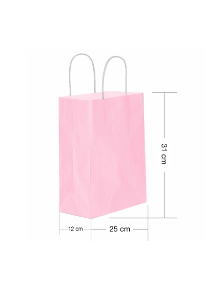 Roll-Up Kraft Çanta Pembe Orta Boy 25x31cm 25li - 1