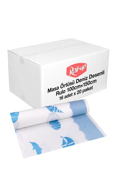 Roll-Up Rulo Kağıt Masa Örtüsü Marin Desenli 100 x 150cm 16 Yaprak x 20 Rulo (Koli) - 1