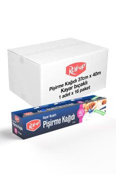 Roll-Up Silikonlu Pişirme Kağıdı Kayar Bıçak Hediyeli 37cm x 40m x 16 Paket (Koli) - Roll-Up