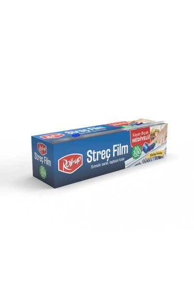 Roll-Up Kayar Bıçak Hediyeli Streç Film 30cm x 300m 9mic 1 Adet - Roll-Up